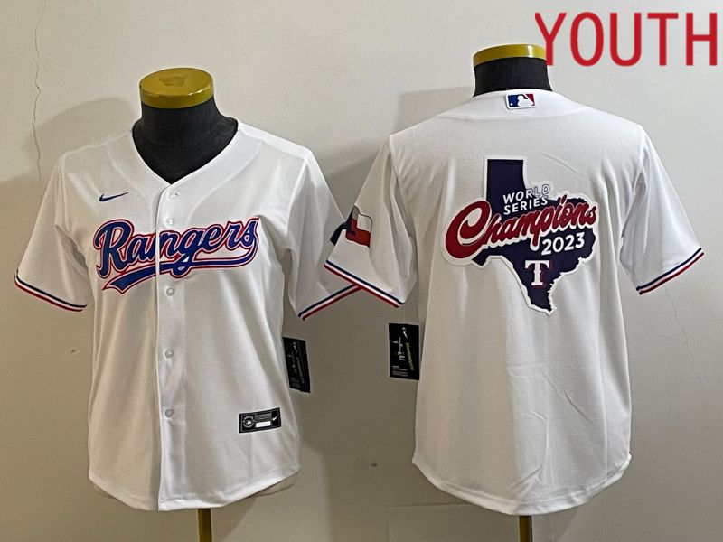 Youth Texas Rangers Blank White Game Nike 2023 MLB Jersey style 2->youth mlb jersey->Youth Jersey